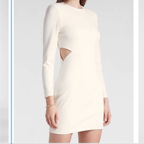 EXPRESS Strong Shoulder Side Cutout Mini Dress - Picture 2 of 15